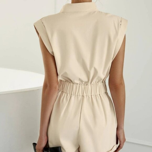chic classy zipper front romper - Picture 4 of 9